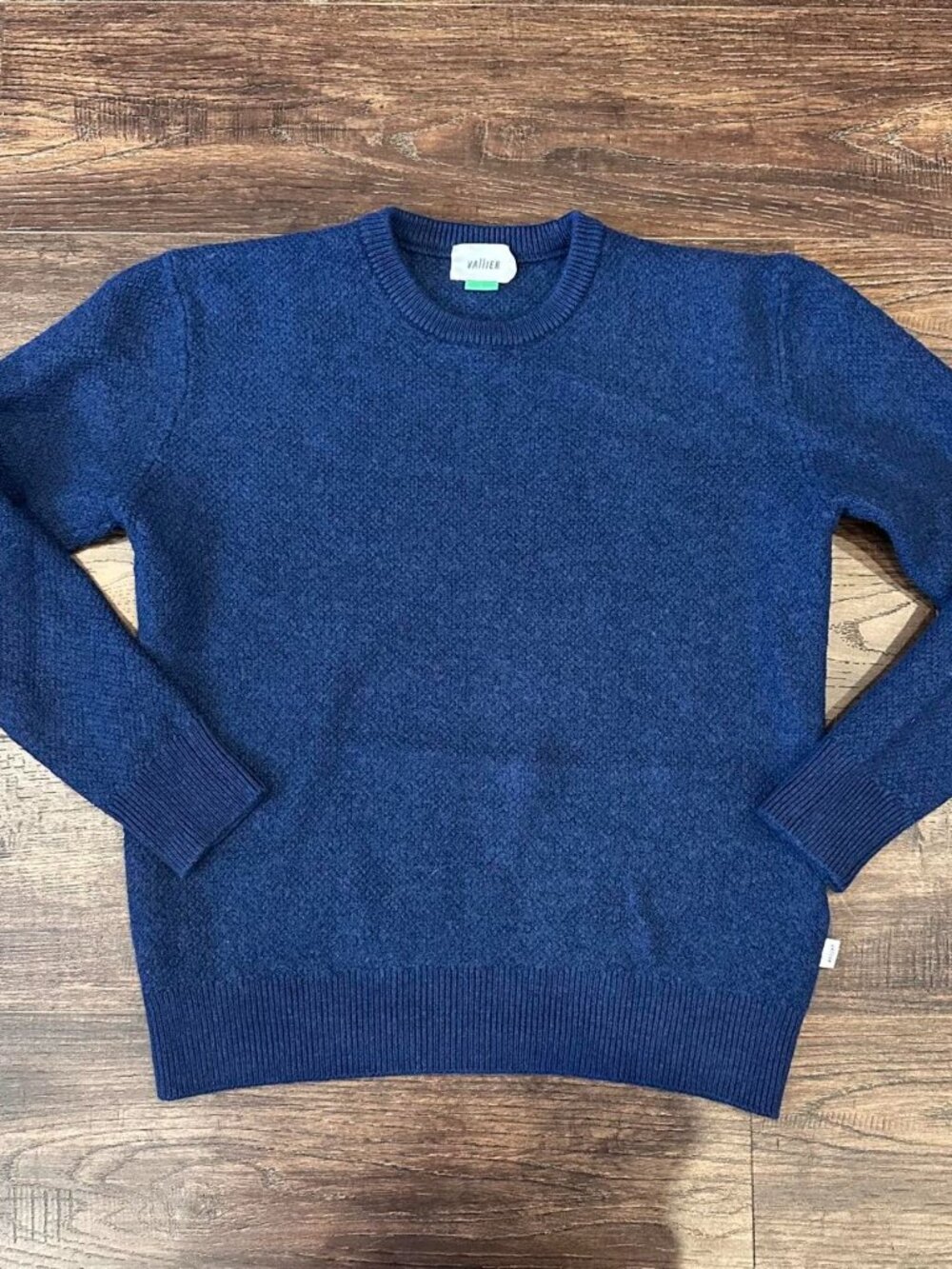 Vallier Navy Blue 100% Merino Wool Textured Jumper Women Size L